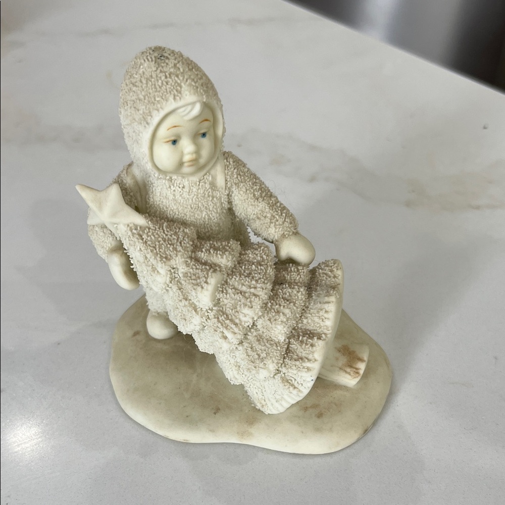 Snow baby Vintage Ceramic Figurine with Tree